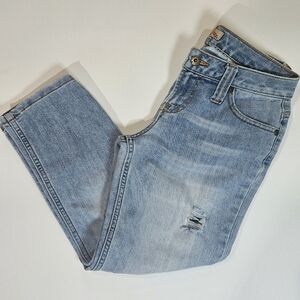 Paris Blues Womens Jeans Size 3 Light Wash Straight Leg Distressed‎
